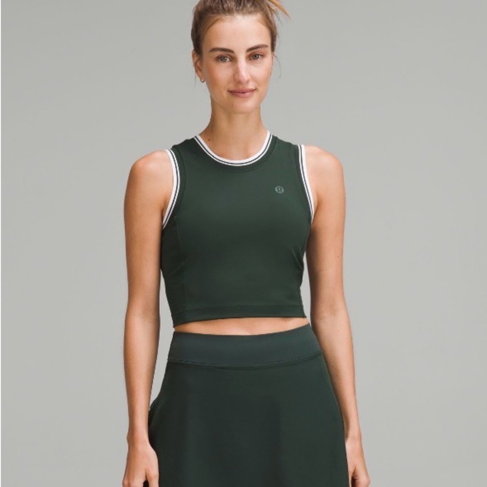 LULULEMON VARSITY SCOOP-NECK CROPPED TENNIS TANK TOP